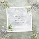 Rustic Greenery Blommigt Winter Snöflingor Pappersservett<br><div class="desc">Den här eleganten kan botaniska grey löv napkin vara personlig med dina uppgifter i chic typografi. Designad av Thisisnotme©</div>