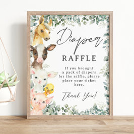 Rustic Greenery Boskap Baby Diaper Raffle Poster