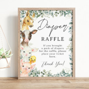 Rustic Greenery Boskap Baby Diaper Raffle Poster