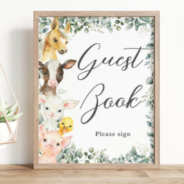 Rustic Greenery Boskap Baby Guest Bok-tecken Poster