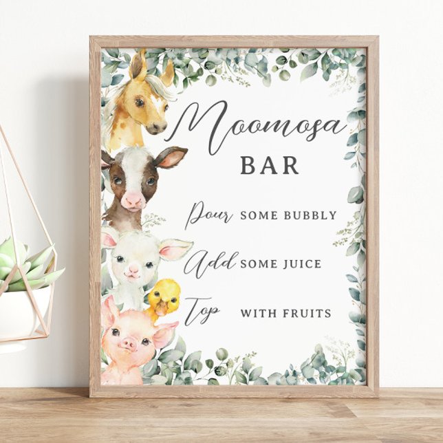 Rustic Greenery Boskap Baby Moomosa Pub-tecken Poster (Skapare uppladdad)