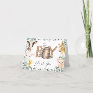 Rustic Greenery Boskap Baby Shower med vikt Tack Kort