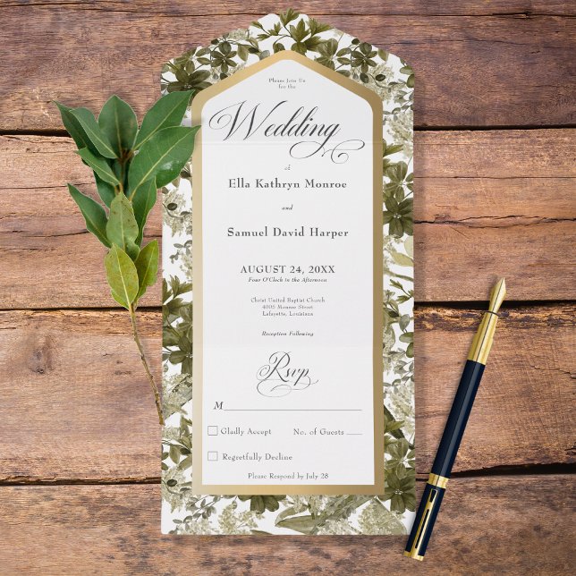Rustic Greenery Botanical Guld Ram No Middag (Skapare uppladdad)