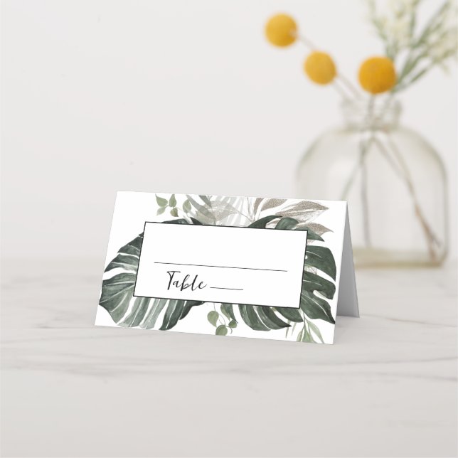 Rustic Greenery Botanical Watercolor Bröllop Placeringskort (Framsida)