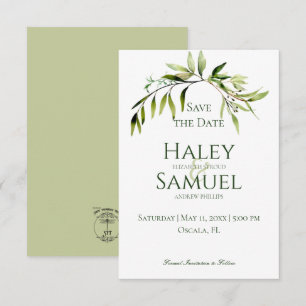 Rustic Greenery Bough Bröllop Spara Datumet