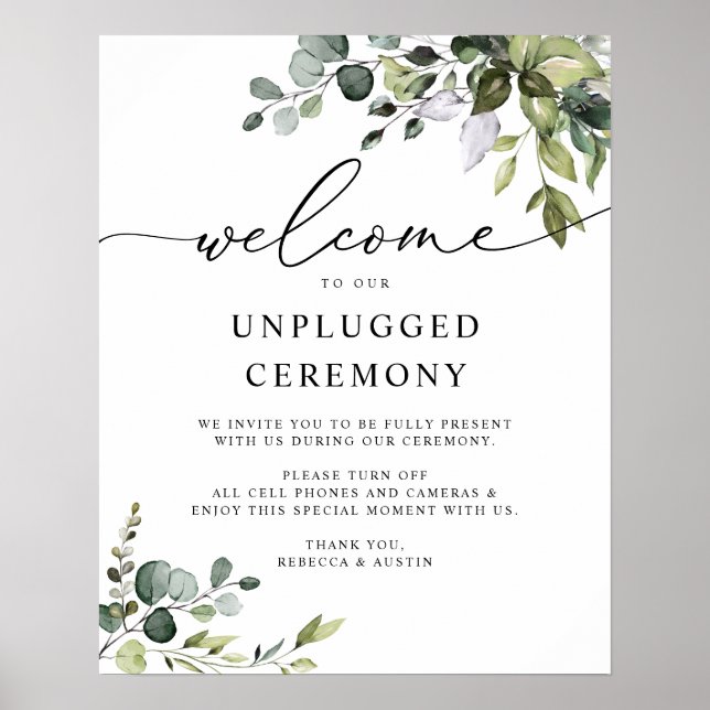 Rustic Greenery Bröllop har inte bytt ut Ceremony Poster (Framsidan)
