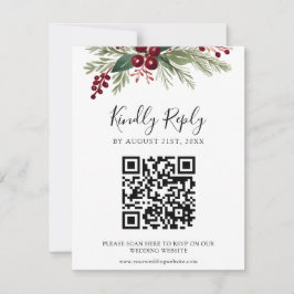 Rustic Greenery Bröllop webbplats QR-kod OSA kort