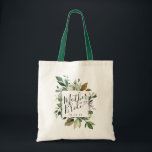 Rustic Greenery Budens mamma Tygkasse<br><div class="desc">Elegant och söt,  rustik vattenfärg,  grönt botaniskt ram med modern kalligrafi och klassisk typografi till väskan för mor.</div>