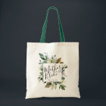 Rustic Greenery Budens mamma Tygkasse<br><div class="desc">Elegant och söt,  rustik vattenfärg,  grönt botaniskt ram med modern kalligrafi och klassisk typografi till väskan för mor.</div>