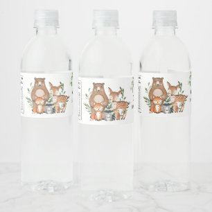 Rustic Greenery Chic Woodland Animals Baby Shower Vattenflaskor Etikett