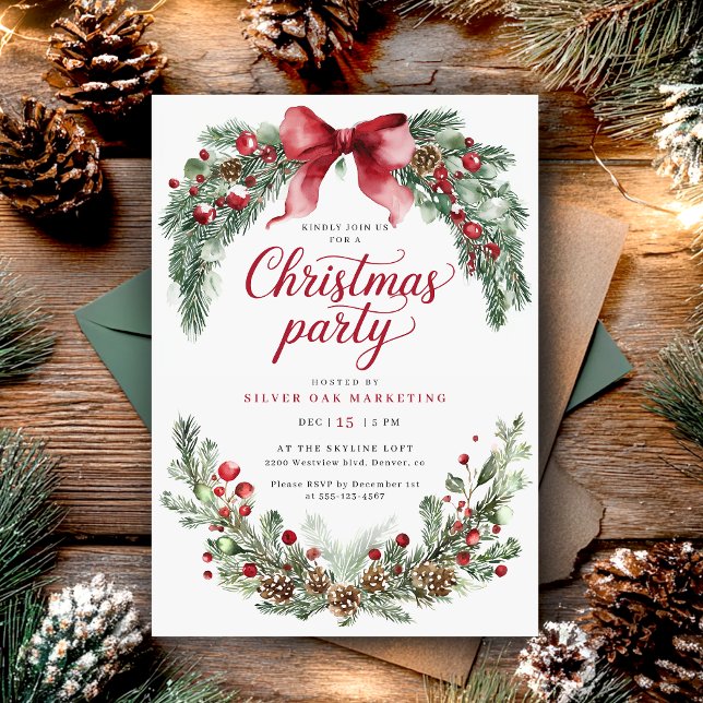Rustic Greenery Christmas Party Inbjudningar (Skapare uppladdad)