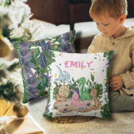 Rustic Greenery Dinosaur Namn Kudde