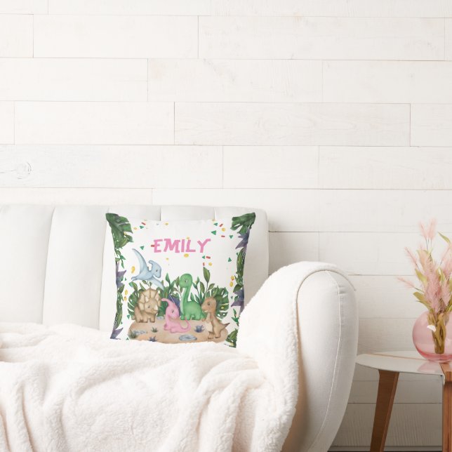 Rustic Greenery Dinosaur Namn Kudde (Soffa)