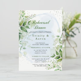 Rustic Greenery Dusty Blue Airy Rehearsal Dinner I Inbjudningar