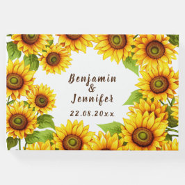 Rustic Greenery elegant modern solros bröllop Gästböcker