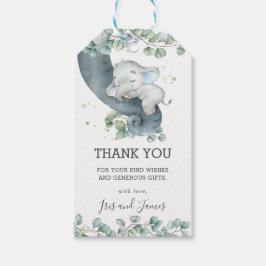 Rustic Greenery Elephant Boy Shower Tack Presentetikett