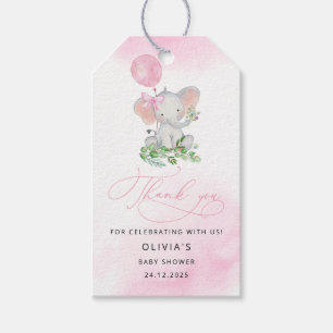 Rustic Greenery Elephant Gir Baby Shower Presentetikett