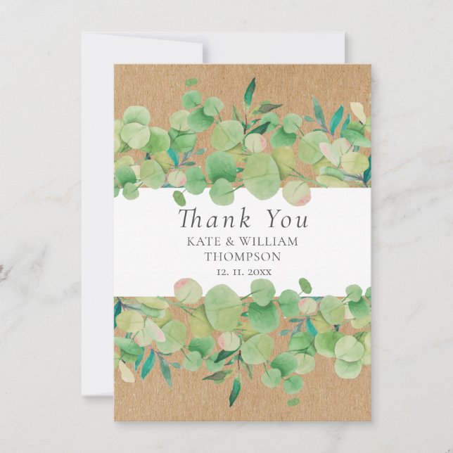 Rustic Greenery Eucalyptus Bröllop Tack (Framsida)