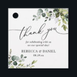 Rustic Greenery Eucalyptus Bröllop Tack Gåvor Etiketter<br><div class="desc">Den här märkrn av anpassadet är designad för att koordinera med vår Boho Greenery Collection och har vattenfärgen eucalyptus grenar med kalligrafisk grafiktext,  parad med en klassserif i svart. Matchande objekt är tillgängliga.</div>