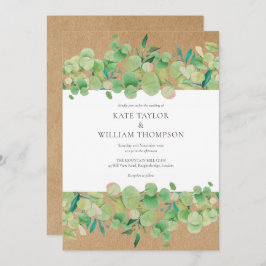 Rustic Greenery Eucalyptus Garland Bröllop Inbjudningar