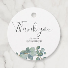 Rustic Greenery Eucalyptus Summer Bröllop. Gåvor Etiketter