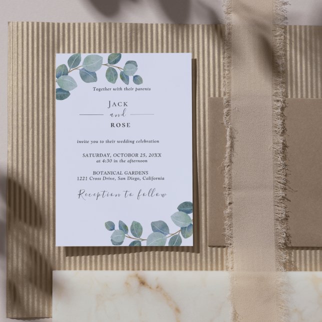 Rustic Greenery Eucalyptus Summer Bröllop. Inbjudningar (Rustic Greenery Eucalyptus Summer Wedding. Invitation)