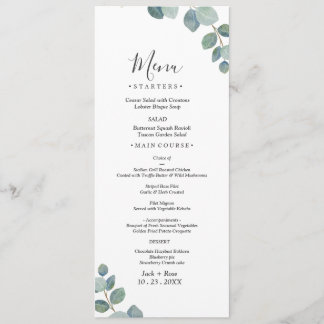 Rustic Greenery Eucalyptus Summer Bröllop. Meny