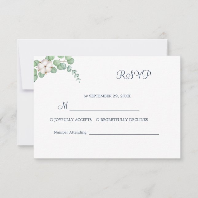 Rustic Greenery Eucalyptus Summer Bröllop. OSA Kort (Framsida)