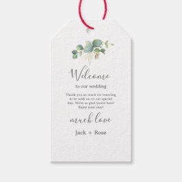 Rustic Greenery Eucalyptus Summer Bröllop. Presentetikett