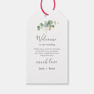 Rustic Greenery Eucalyptus Summer Bröllop. Presentetikett