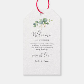 Rustic Greenery Eucalyptus Summer Bröllop. Presentetikett