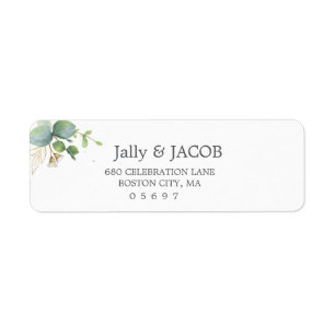 Rustic Greenery Eucalyptus Summer Bröllop. Returadress Etikett