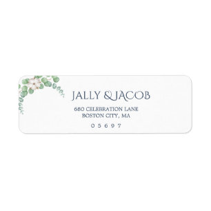 Rustic Greenery Eucalyptus Summer Bröllop. Returadress Etikett