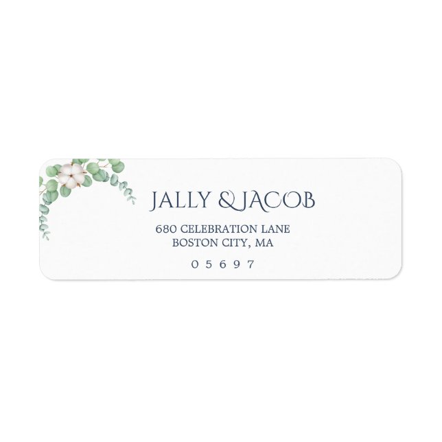 Rustic Greenery Eucalyptus Summer Bröllop. Returadress Etikett (Framsidan)