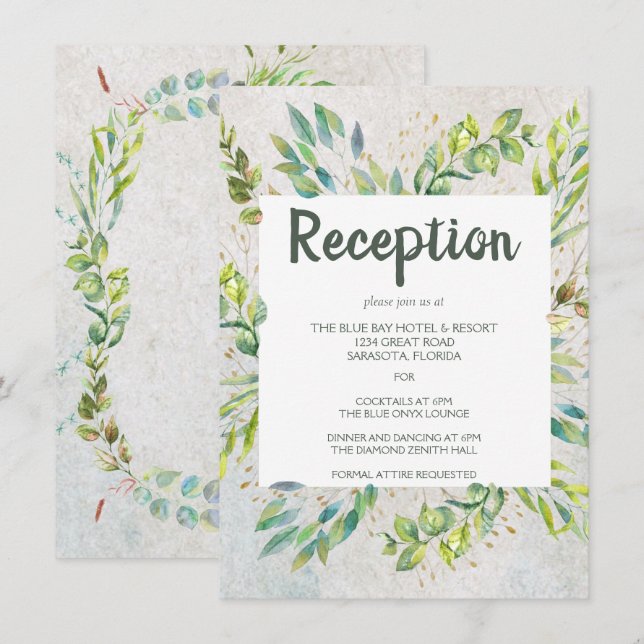 Rustic Greenery Eucalyptus Wedding Reception Tilläggskort (Fram/baksida)