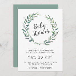 Rustic Greenery Gender Neutral Par Baby Shower Inbjudningar