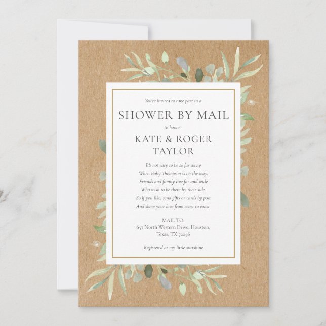 Rustic Greenery Gender Neutral Shower by Mail Inbjudningar (Framsida)