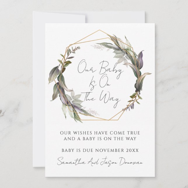 Rustic Greenery Gravid Meddelande (Framsida)