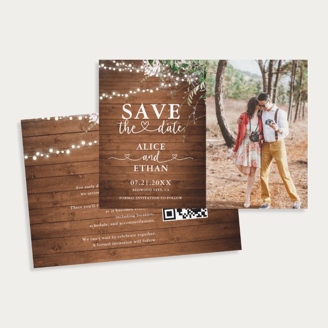 Rustic Greenery Heart Photo Save The Date Spara Datumet (Skapare uppladdad)