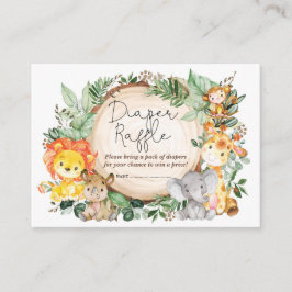 Rustic Greenery Jungle Vilda djur Diaper Raffle Tilläggskort