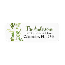 Rustic Greenery Kor Baptism Returadress Returadress Etikett