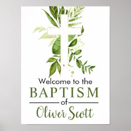 Rustic Greenery Kor Boy Baptism Välkommen Poster
