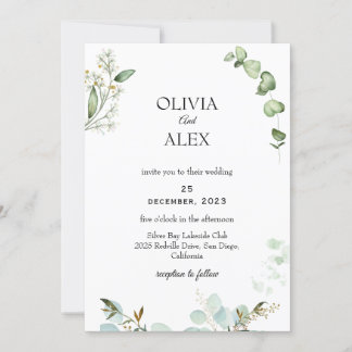 Rustic Greenery Kraft bröllopsinbjudan Inbjudningar