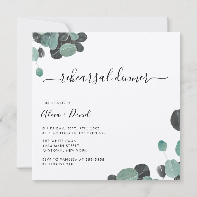 Rustic Greenery Kraft Rehearsal Dinner Inbjudan (Framsida)