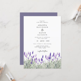 Rustic Greenery Lavender Lilac Garden Wedding Inbjudningar