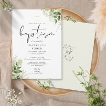 Rustic Greenery Löv Elegant Monogram Baptism