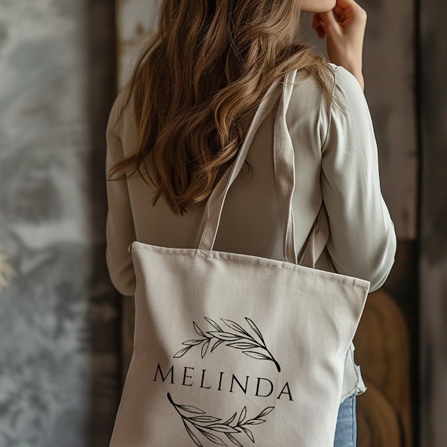 Rustic Greenery Personlig Bridesmaid Tote Bag Tygkasse (Skapare uppladdad)