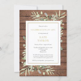 Rustic Greenery Photo Funeral Firande of Life Inbjudningar