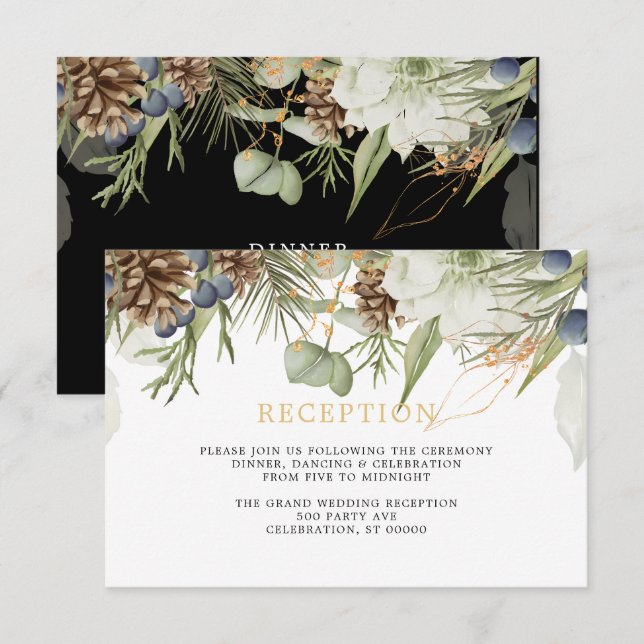 Rustic Greenery Pinecones | Bröllopapport (Fram/baksida)