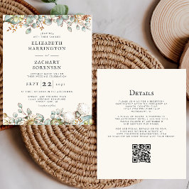 Rustic Greenery QR Code Wedding bjudande